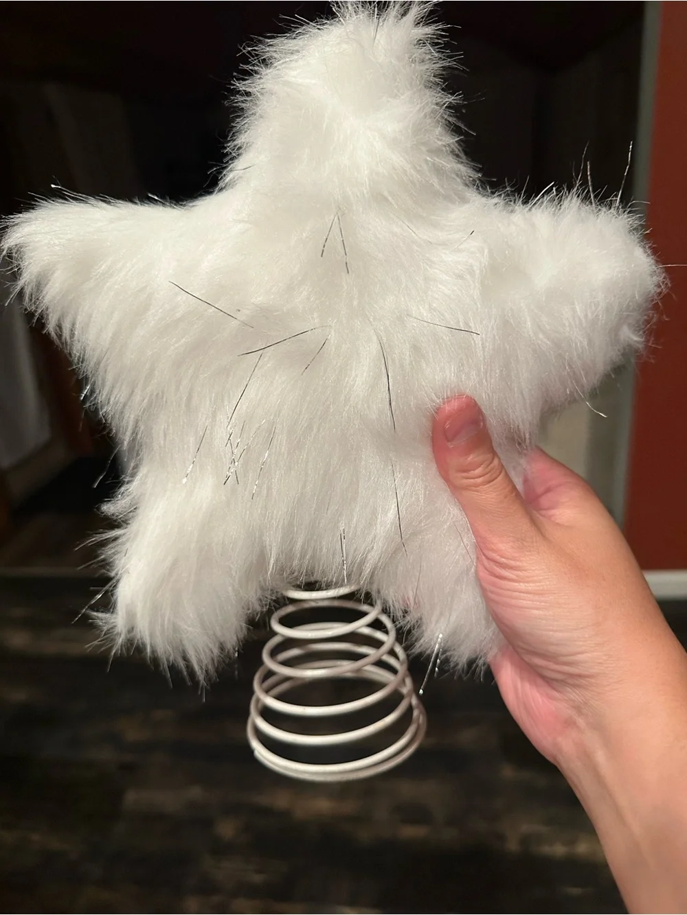 White Star Tree Topper - Fluffy Feather Holiday Decoration